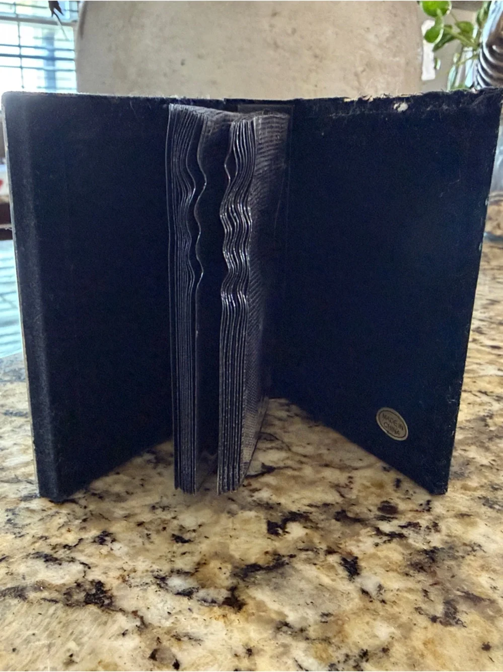 Vintage Silver Tone Mini Photo Album 2x3 Black Velvet Accordion Picture Frame